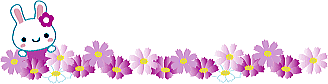 ウサギと花のラインイラスト